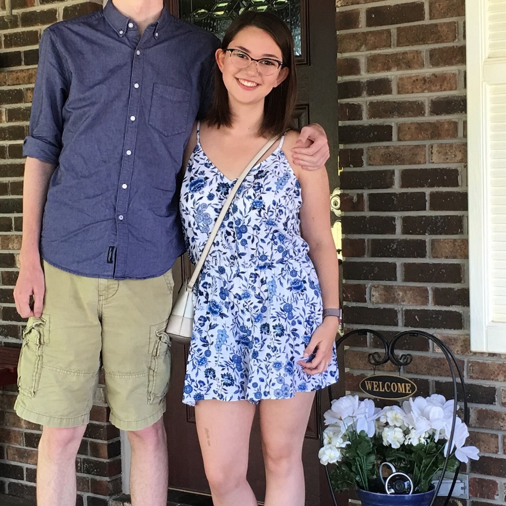 H&M blue floral romper